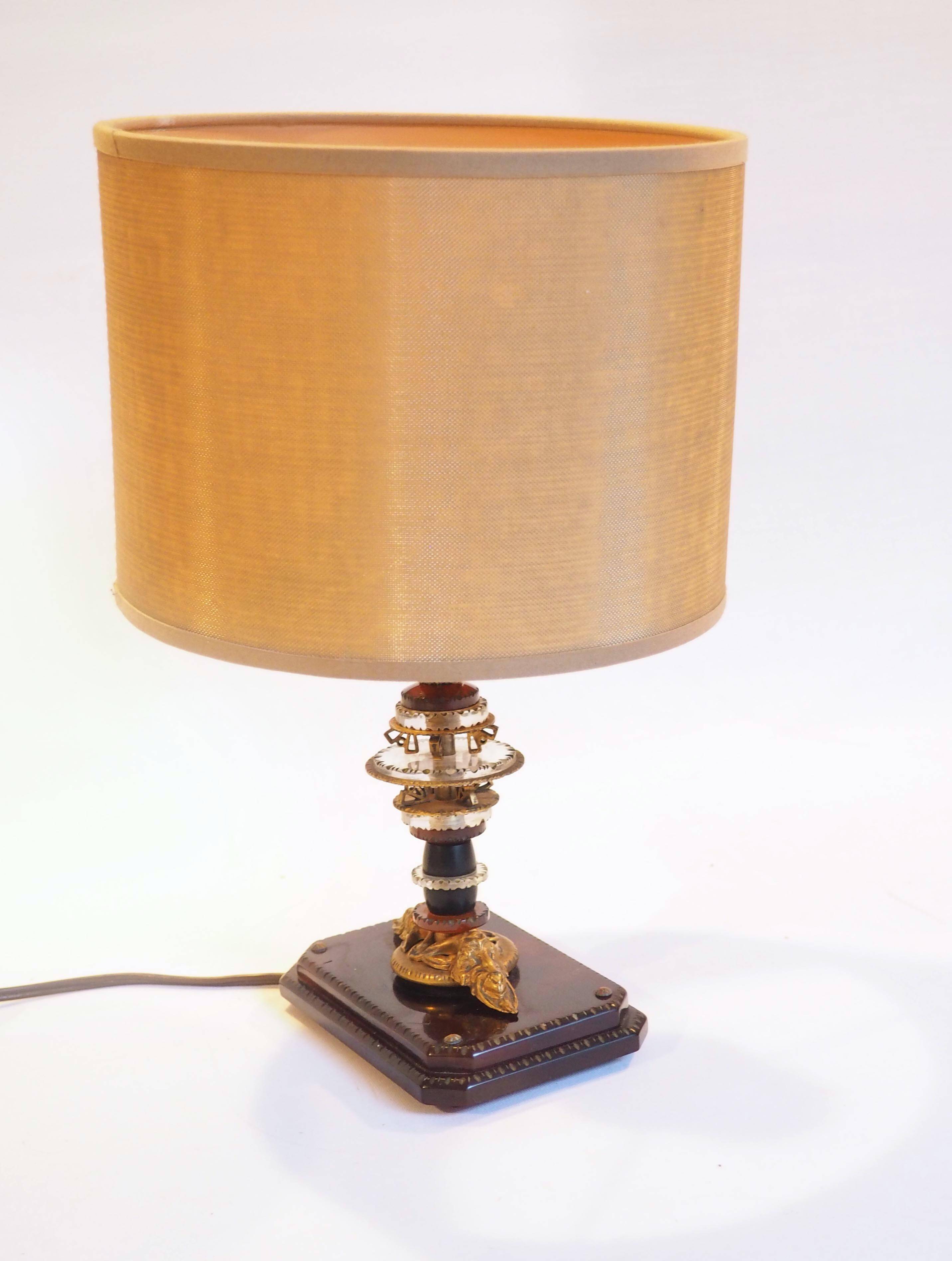 Glass and brass foot lamp