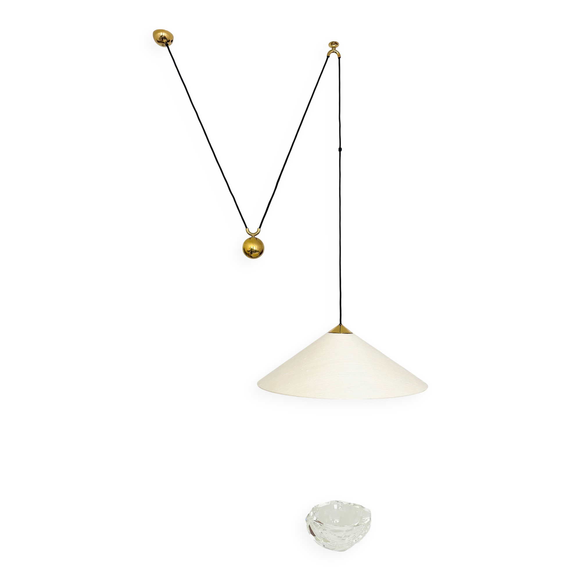 Large Adjustable Brass Pendant Lamp with Counterweight by Florian Schulz