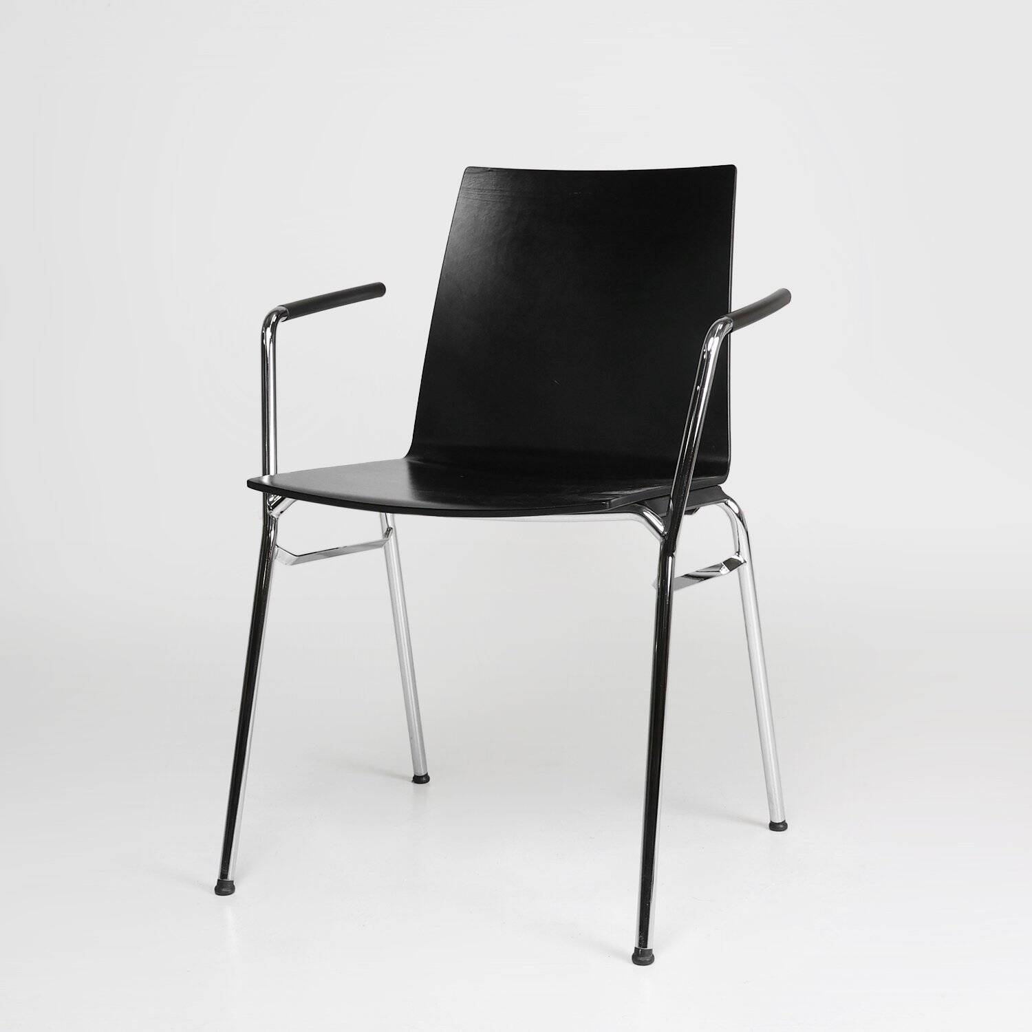 Mid-Century Modern Black Chair in with Armrests, Belgium