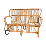 Vintage 60s rattan bench