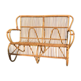 Banquette en rotin vintage années 60