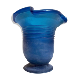 Vase verre de murano bleu givré années 70 hauteur 28,5 cm