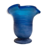 Vase verre de murano bleu givré années 70 hauteur 28,5 cm