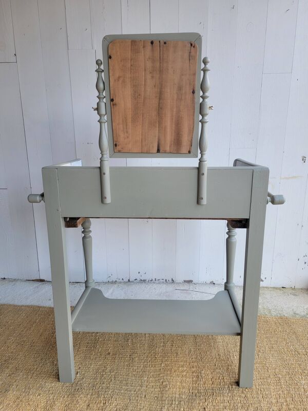 Coiffeuse ancienne en bois avec plateau en marbre et miroir