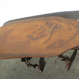 Brutalist coffee table in walnut and vine stocks