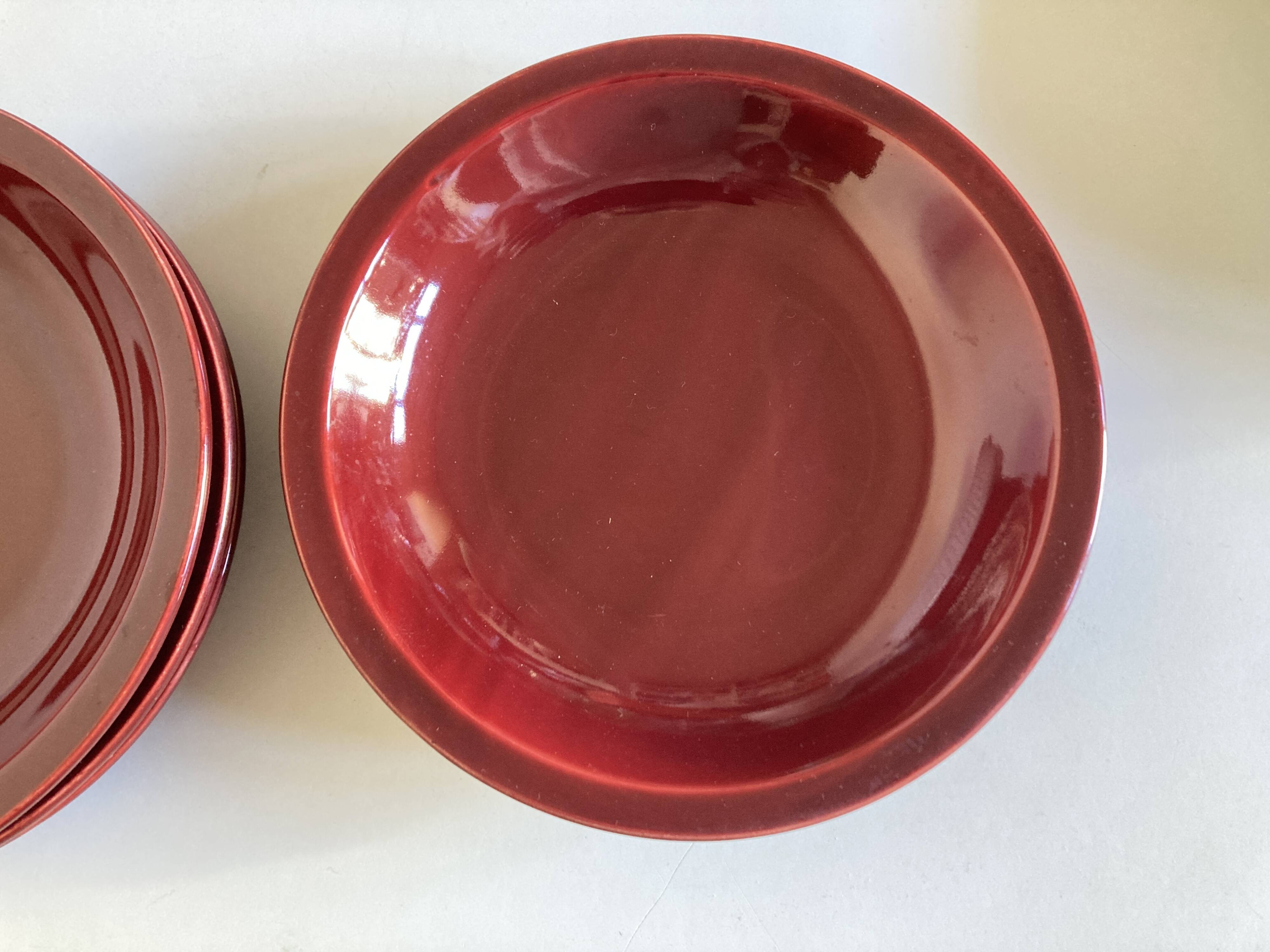 Set de 5 assiettes calotte mid century faience de Longchamp 1970