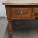 Flat leather desk, Louis-Philippe style, side pull-outs.