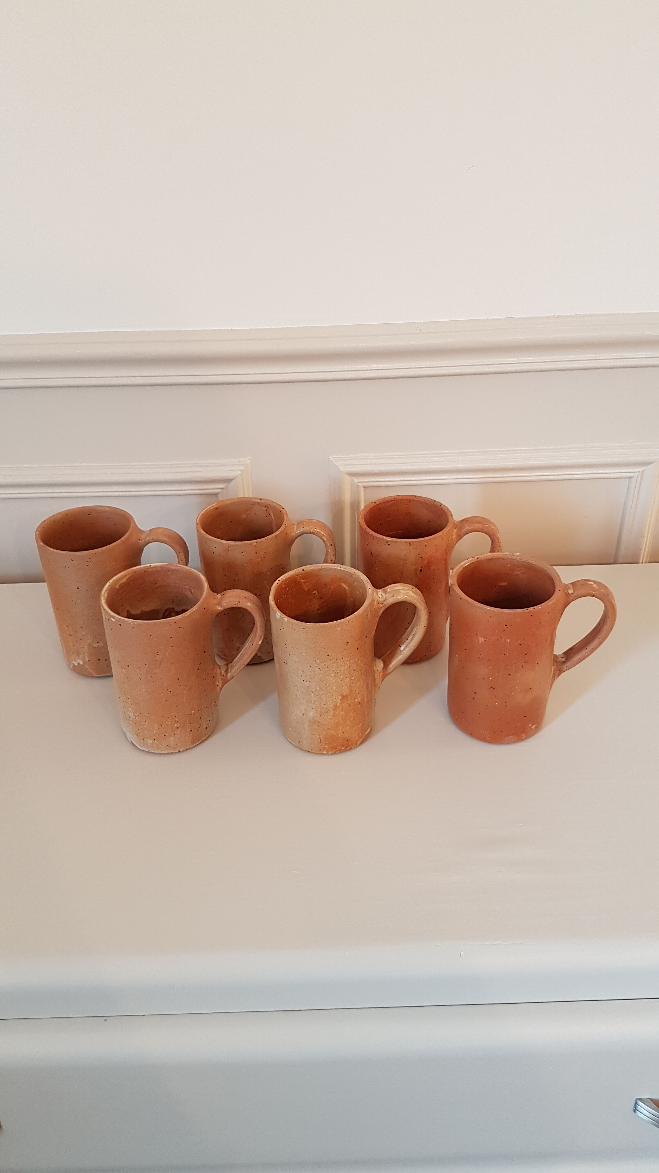 Set of 6 large sandstone mugs