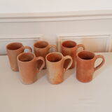 Set of 6 large sandstone mugs