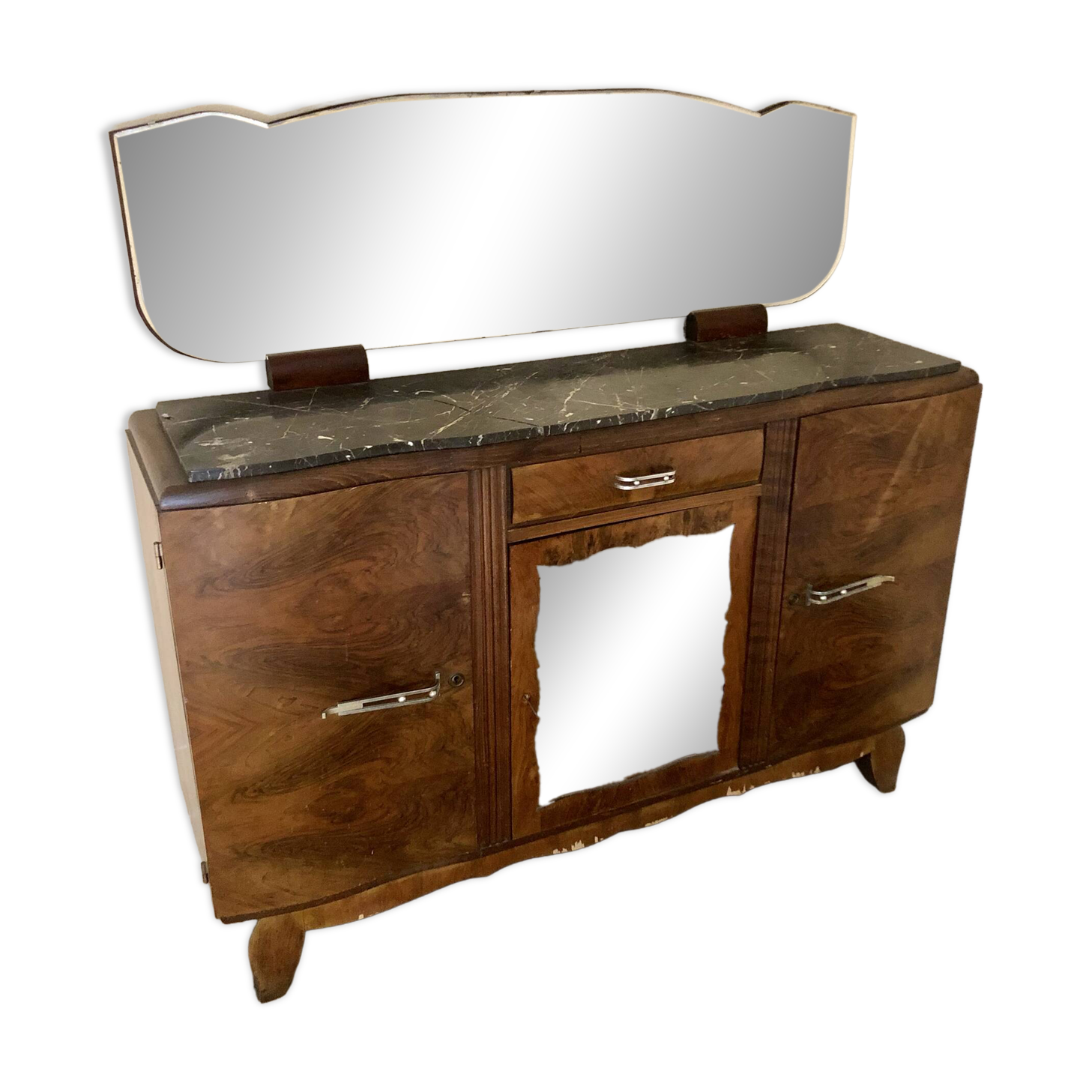 Superb buffet / very Art Deco from the 50s-60s in solid wood (veneer)