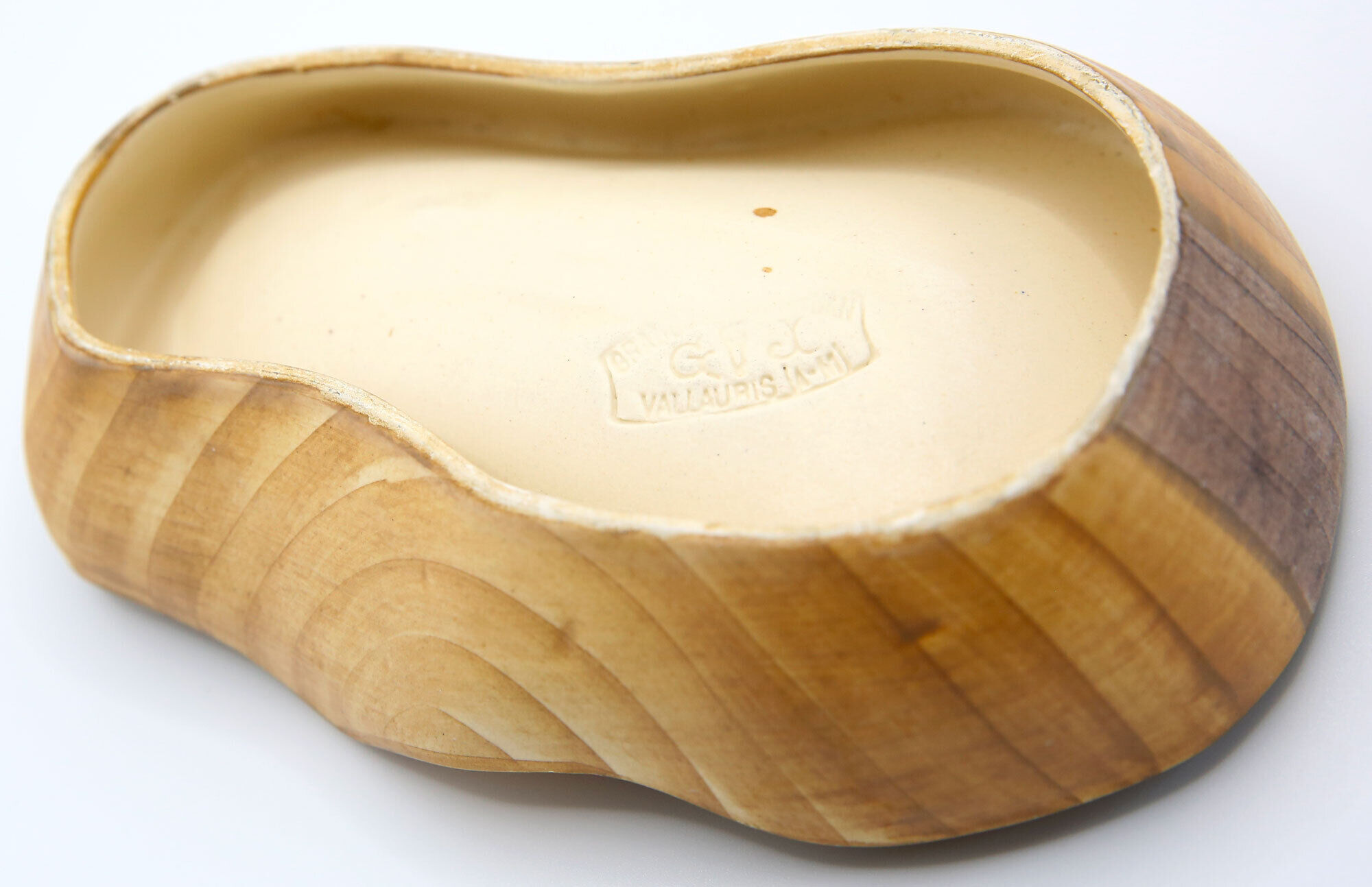 Empty pocket Grandjean Jourdan Vallauris in faience imitiation wood Scandinavian style