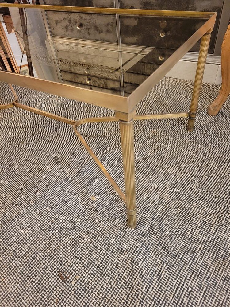 Brass and smoked glass coffee table