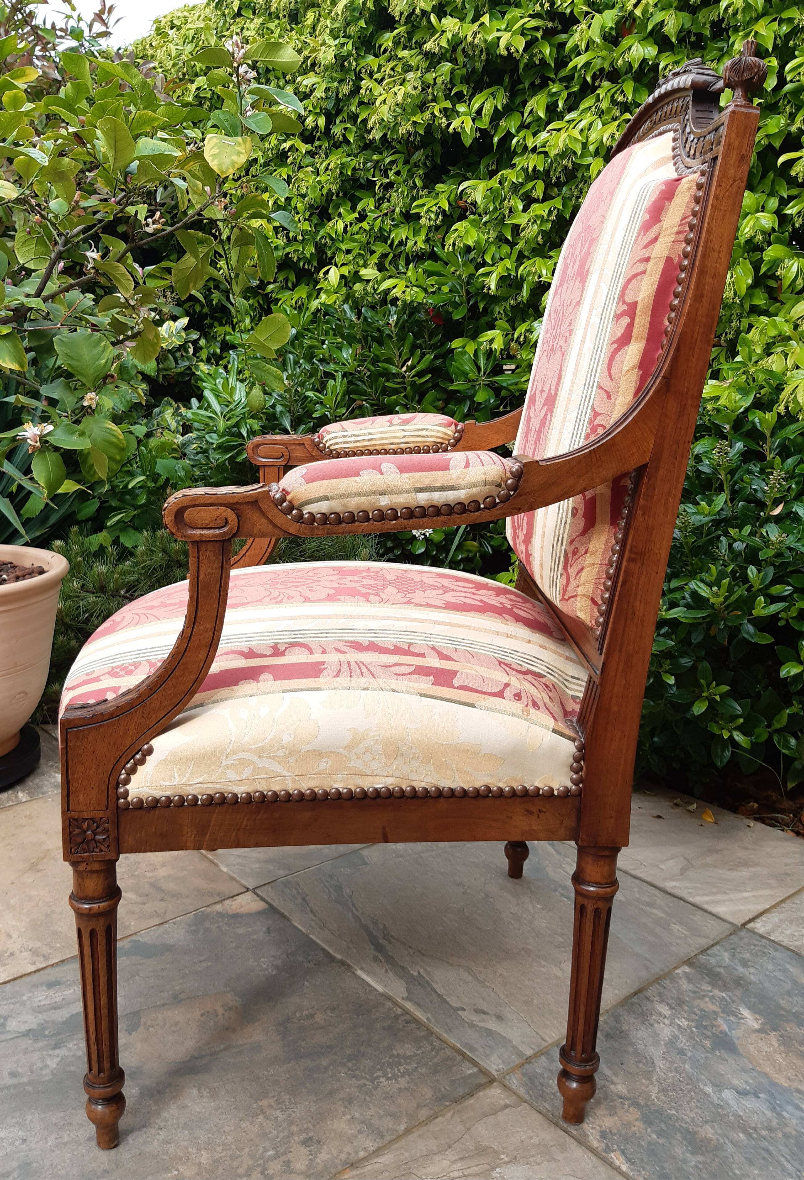 Walnut chair, LouisXVI style, late 19th
