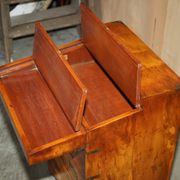 Military desk Harrods in Burr Yew wood with leather, country style.