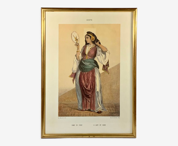 Impression sous verre "Dame du Caire" - Ecole orientaliste, XXème siècle, Alexandre Bida -
