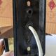 Pretty iron and glass lantern In very good condition black iron color of yellow glass relief circ