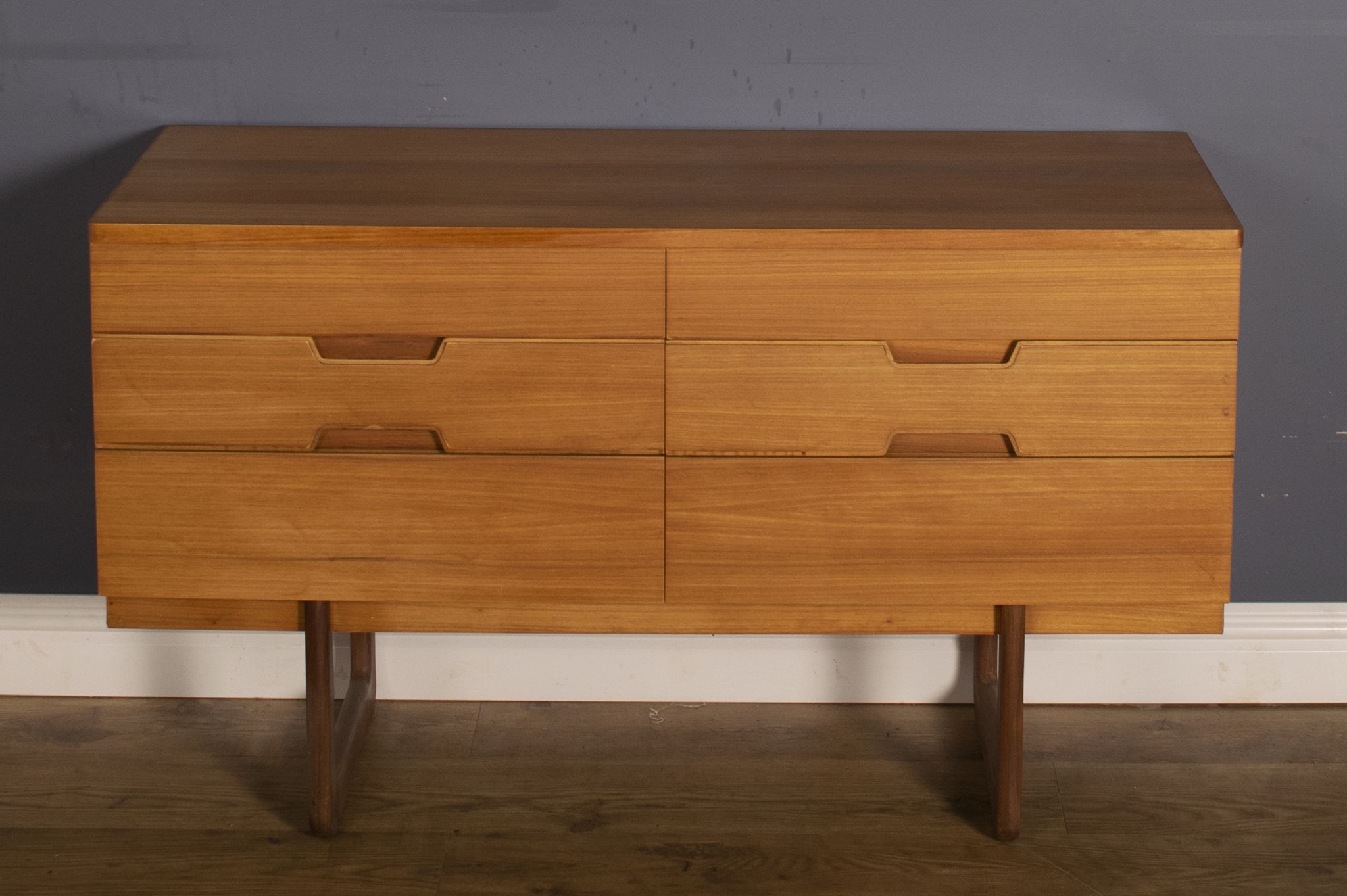 Restored teak retro uniflex 1960s chest of drawers sideboard q range by gunther hoffstead