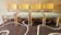 Set of 4 wooden and fabric chairs, 70s