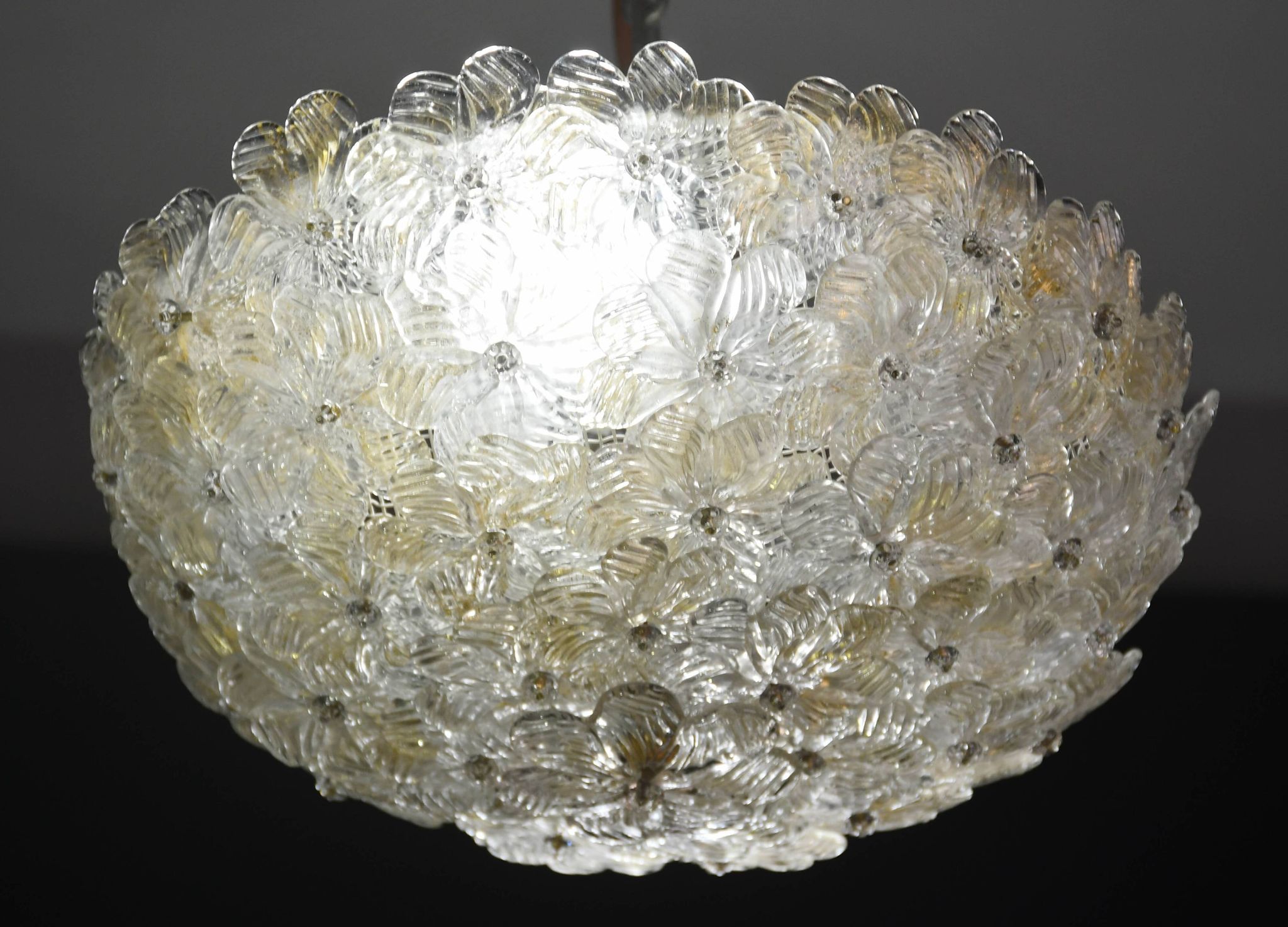 Murano Gold Ceiling Light Flower by Seguso for Venini, Italy, 1960s