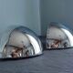 Pair of vintage chromed metal half-moon wall lamp