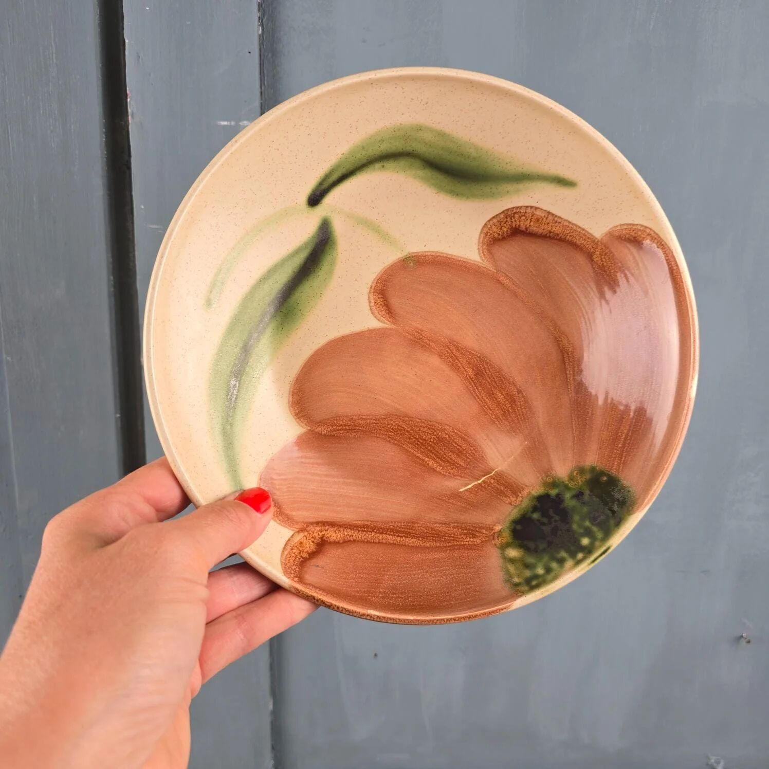 Vintage Salins Rhône service 15 pieces – Large hand-painted flowers