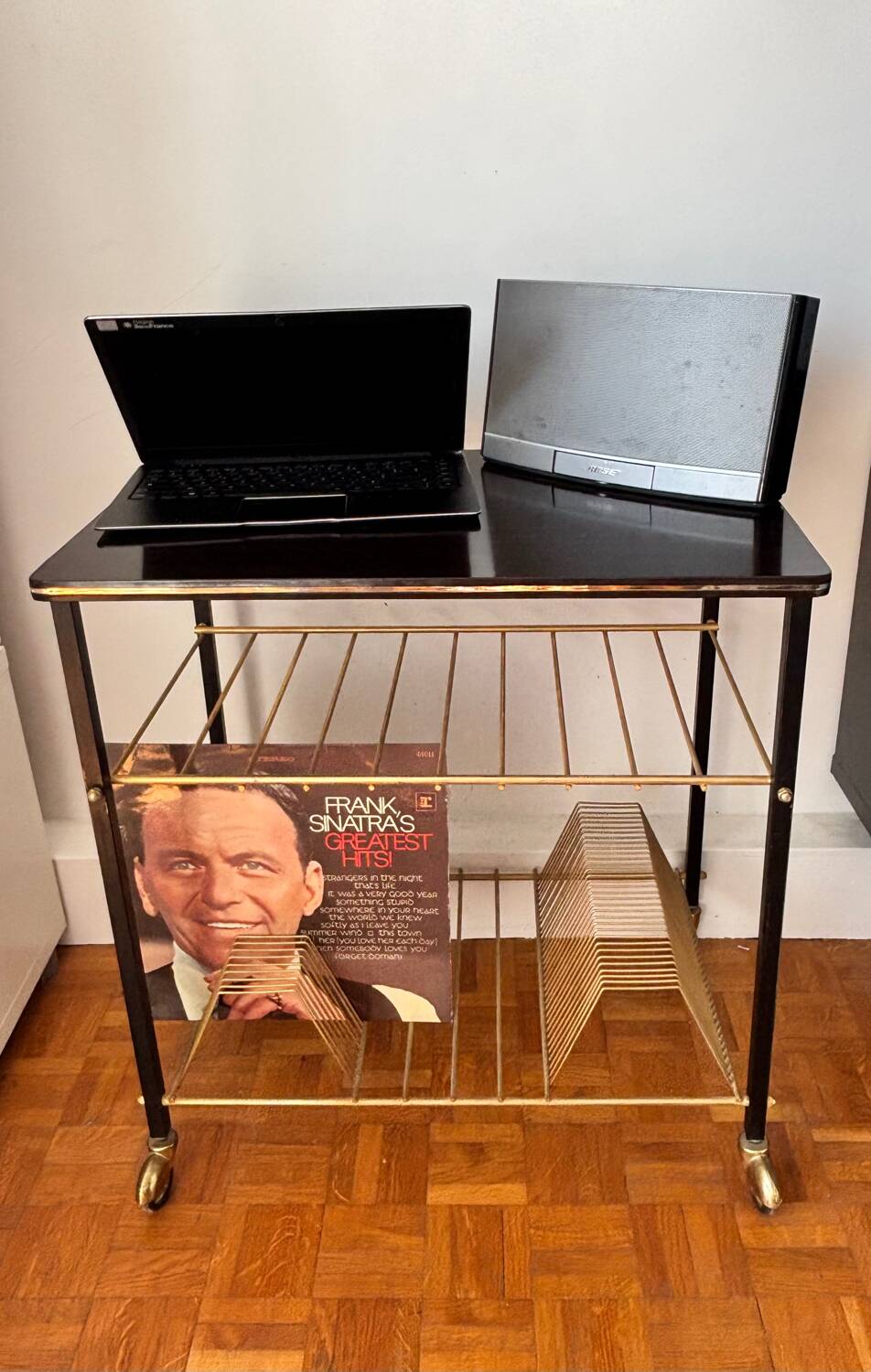 Table for turntable and vinyl records 1960
