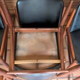 6 Chaises scandinaves teck et simili cuir 1960