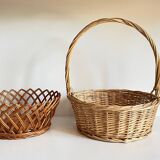 Set of 2 vintage rattan baskets