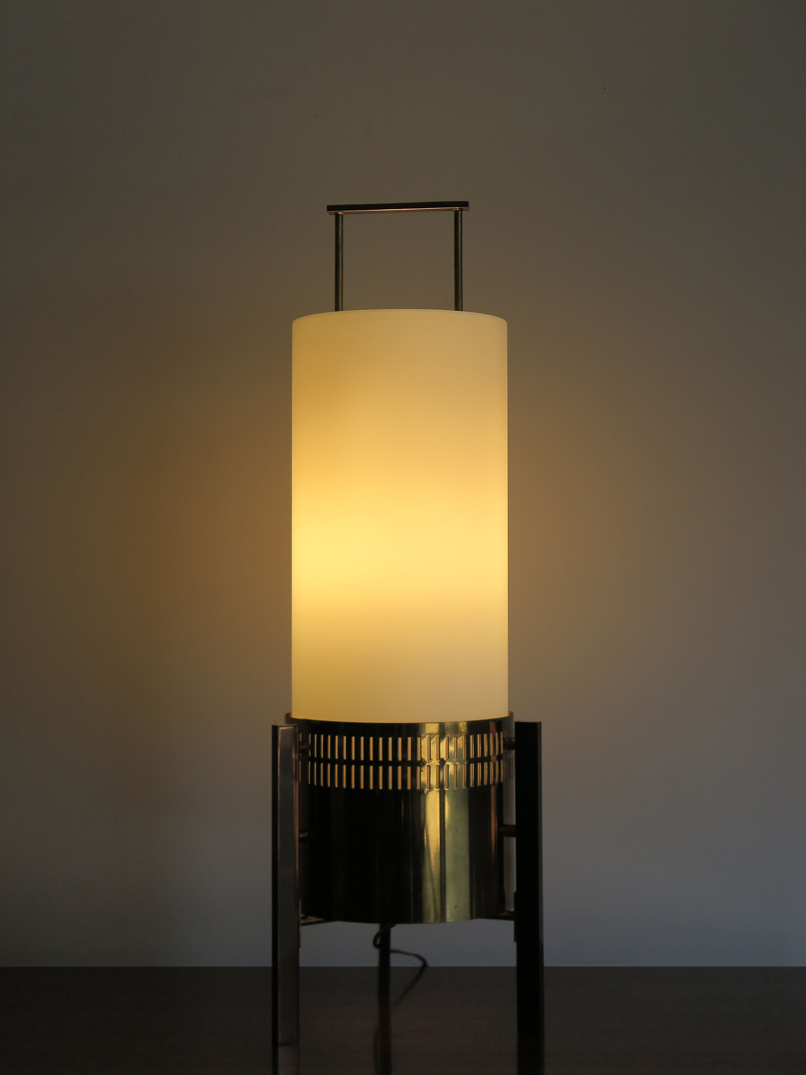 Stilnovo Italian brass glass table lamp 1950s