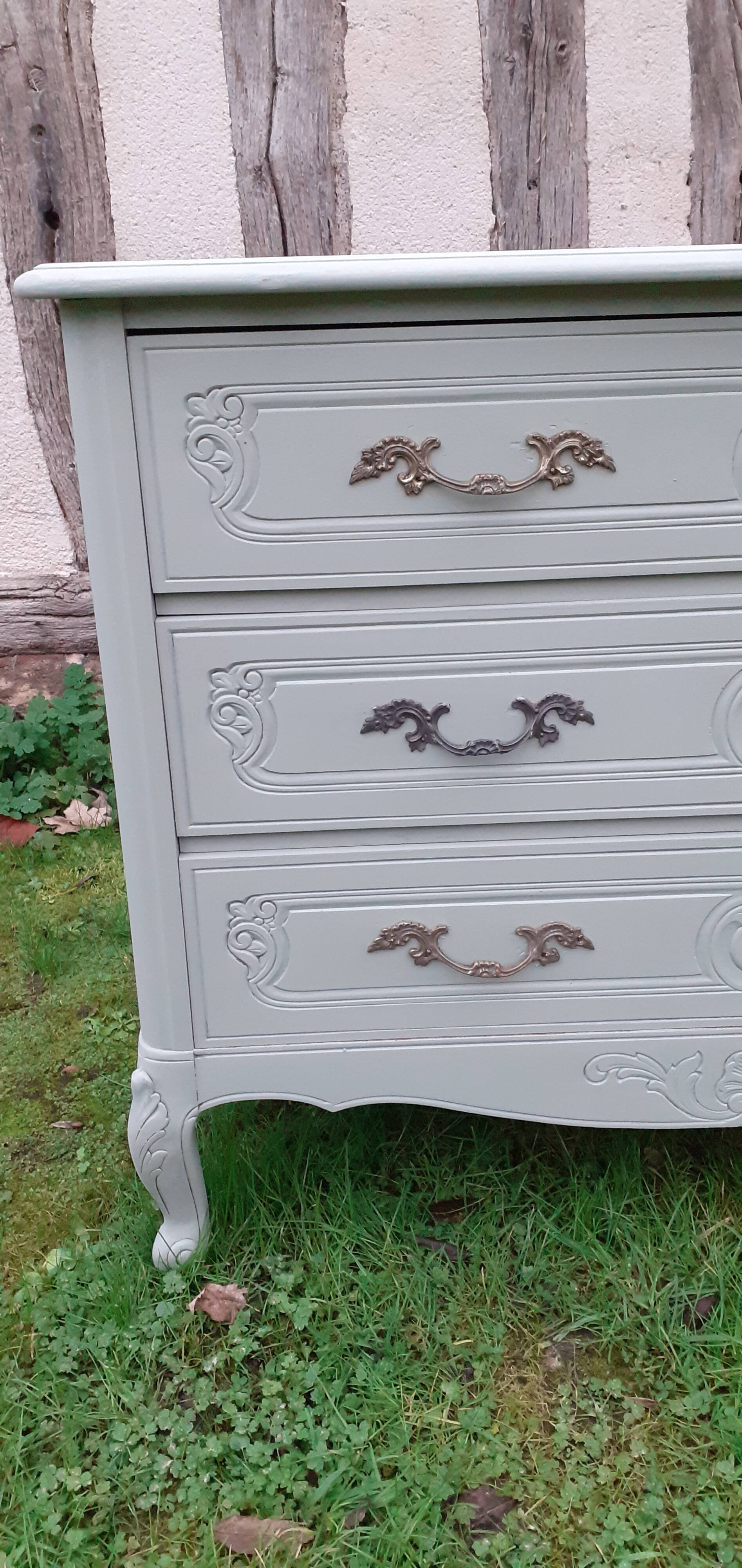Commode style Louis xv 3 tiroirs vert Luxembourg