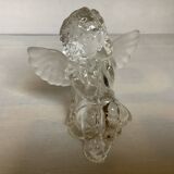 Trio of frosted molded glass angel candle holders