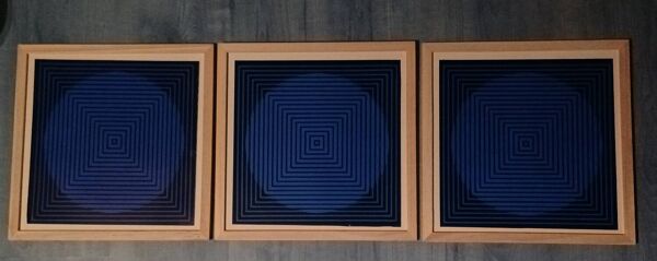 Triptyque Art Optique - Victor Vasarely - Cadres 30x30cm