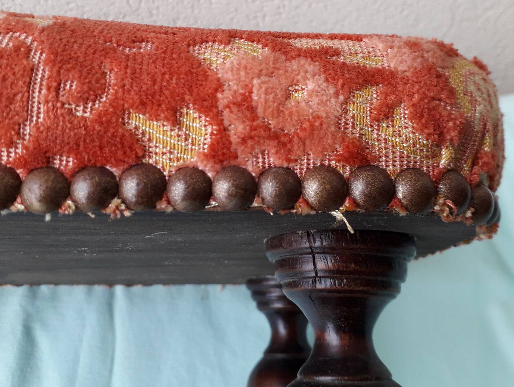 Wooden and fabric footrest