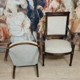 Pair of Empire period armchairs in mahogany, dating from the early 19th century.