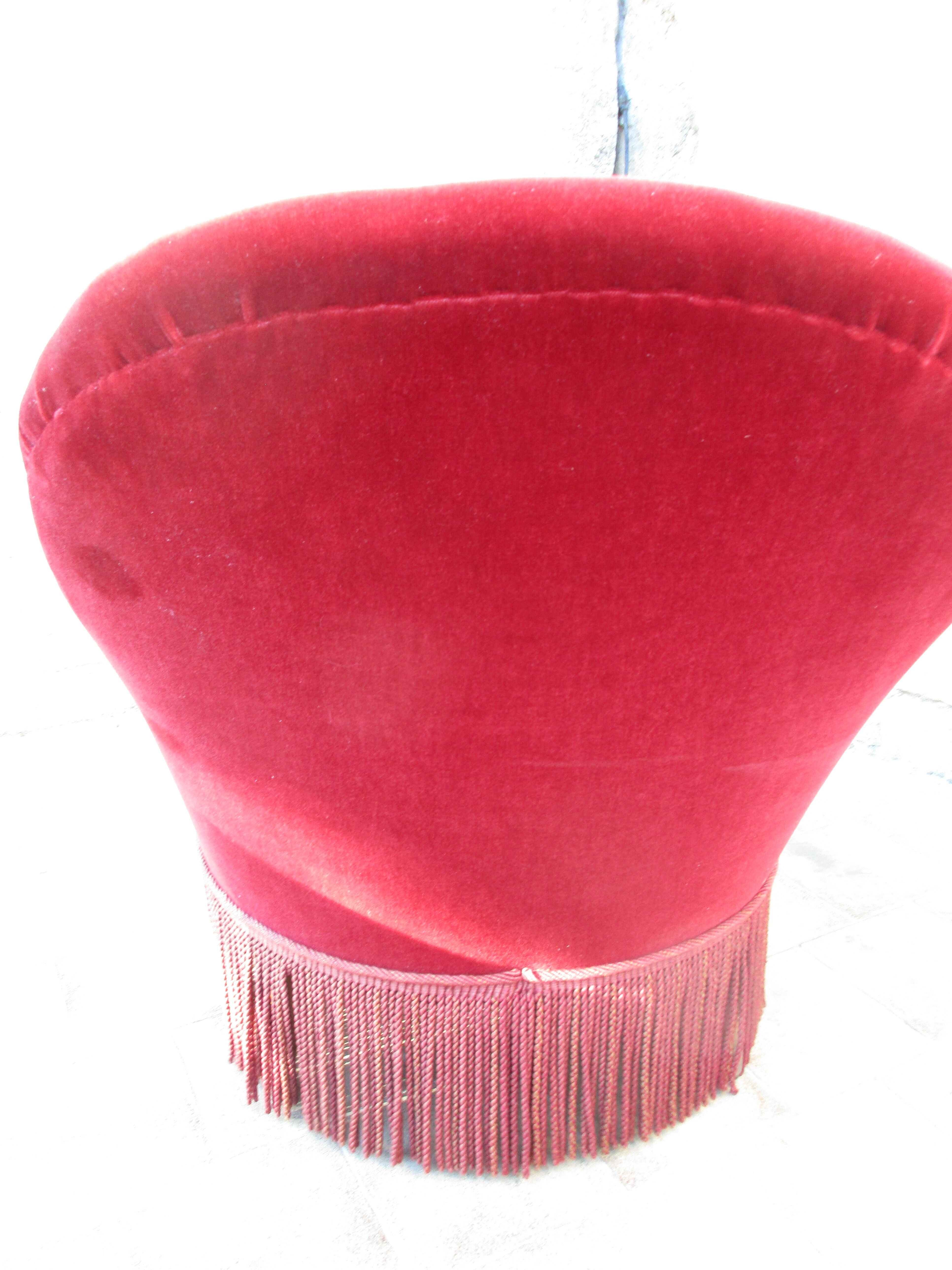 Pair of red velvet toad chairs