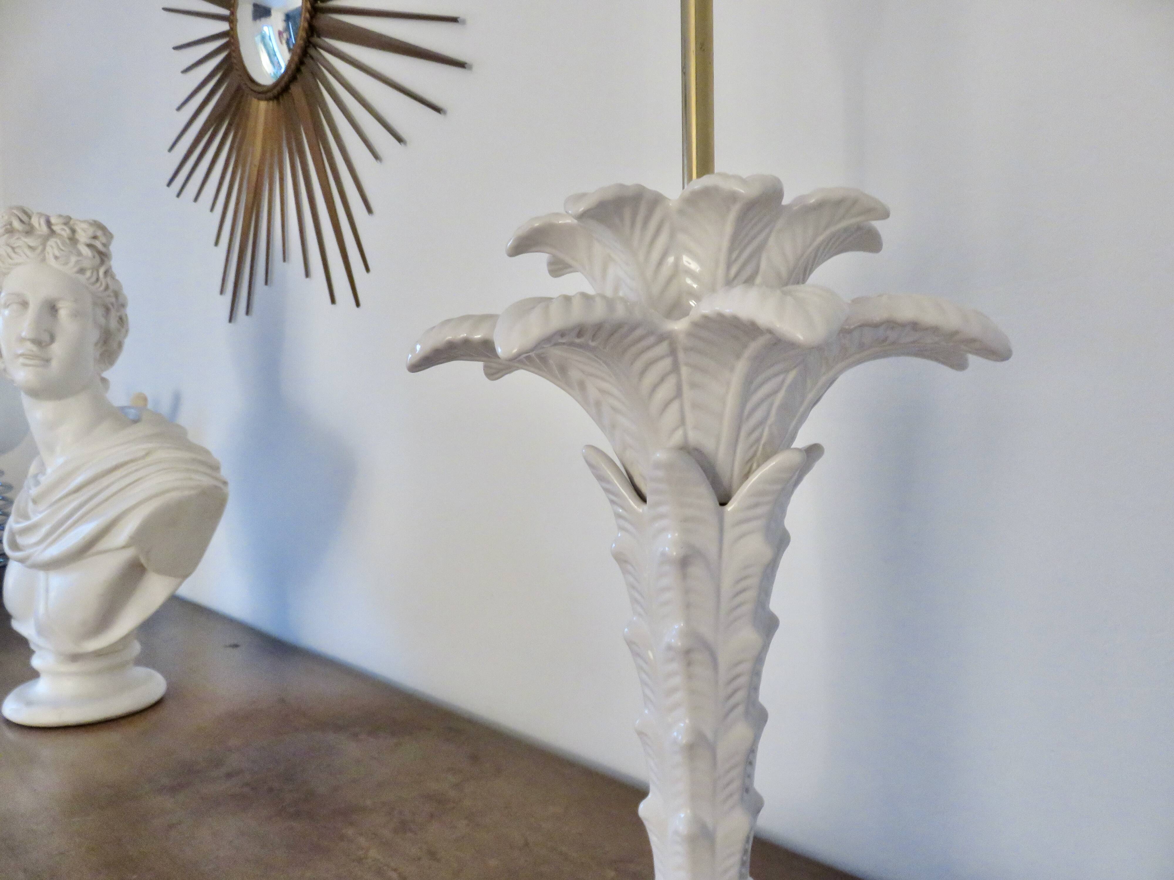 Grande lampe palmier, Italy, en céramique blanche, années 60