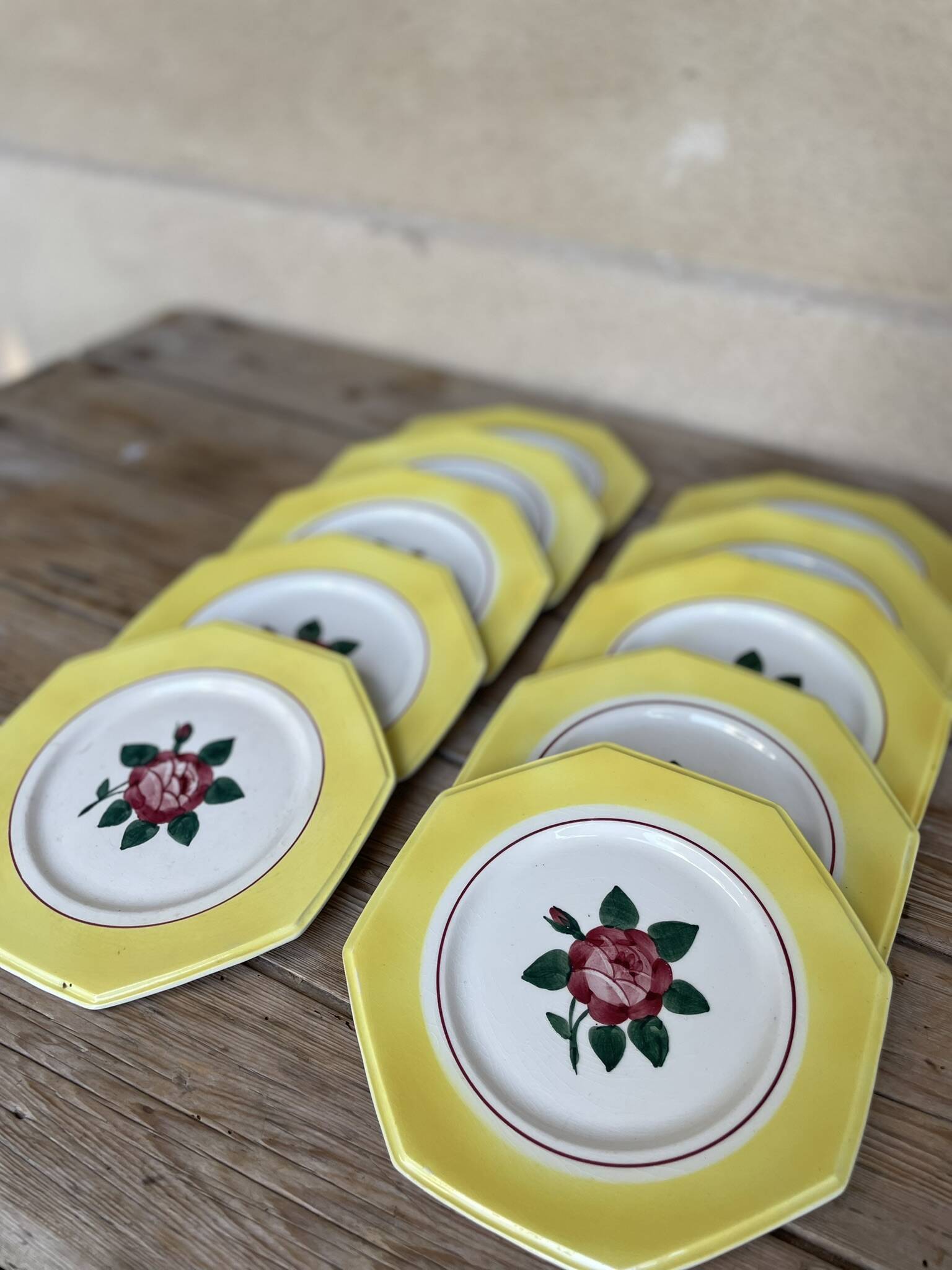 10 “Rivoli” dessert plates in Longwy earthenware