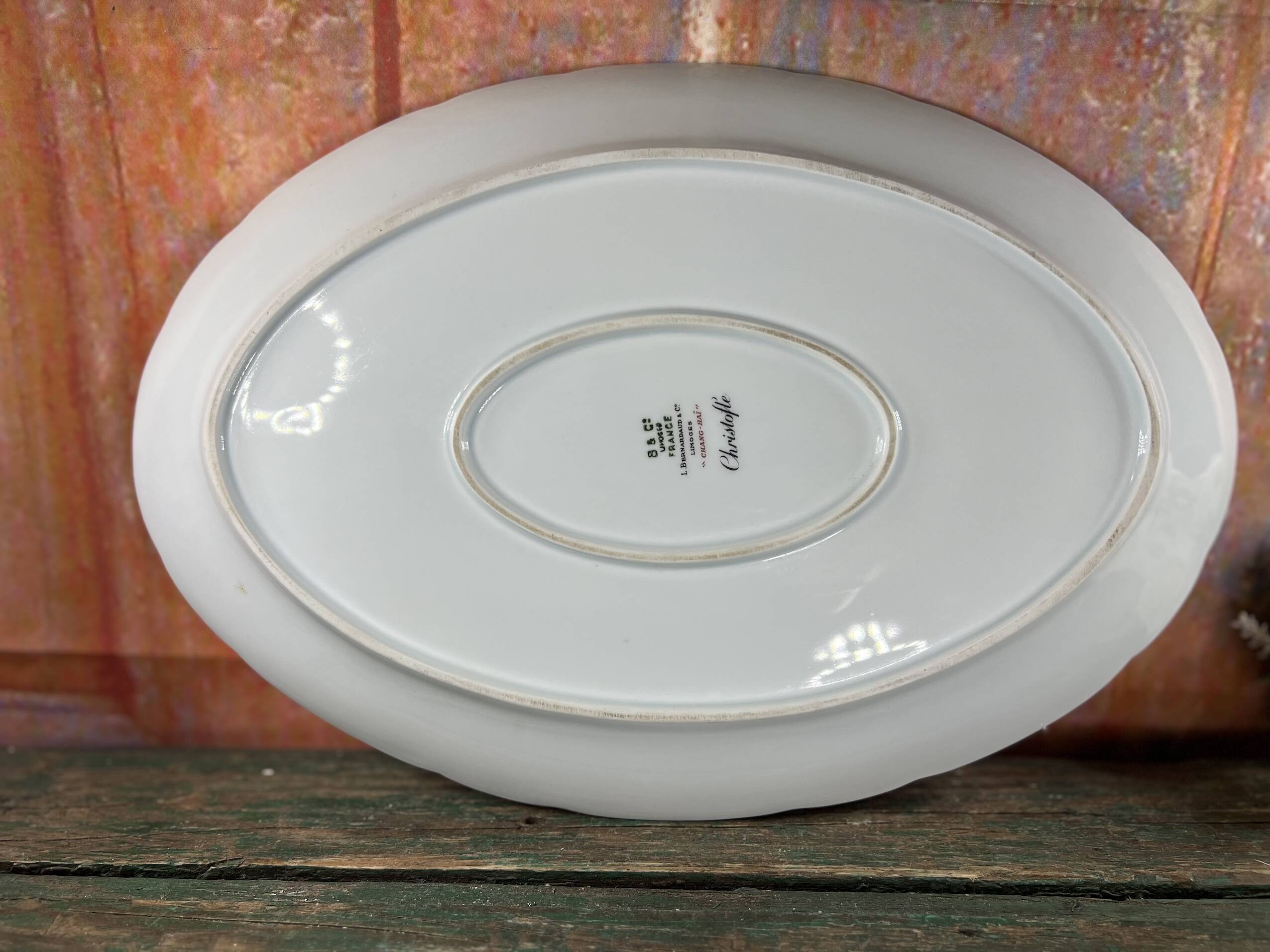 Limoges Bernardaud oval porcelain dish for Christofle