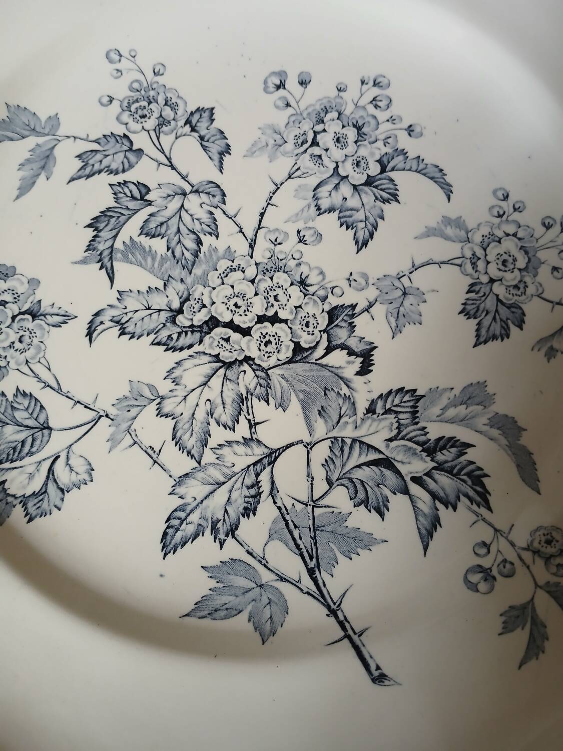 Large round antique ironstone dish