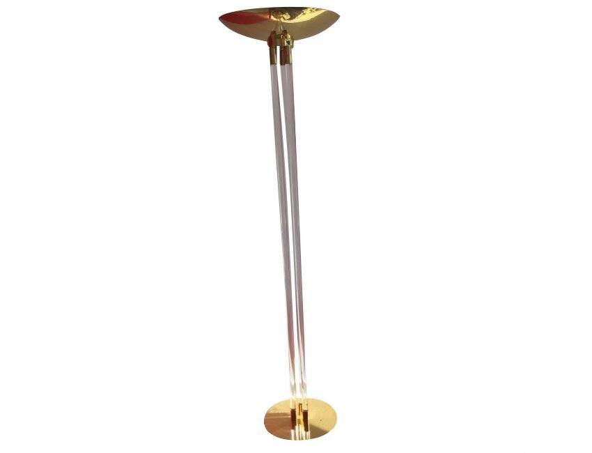 Acrylic and Brass Floor Lamp, Italy, 1970s