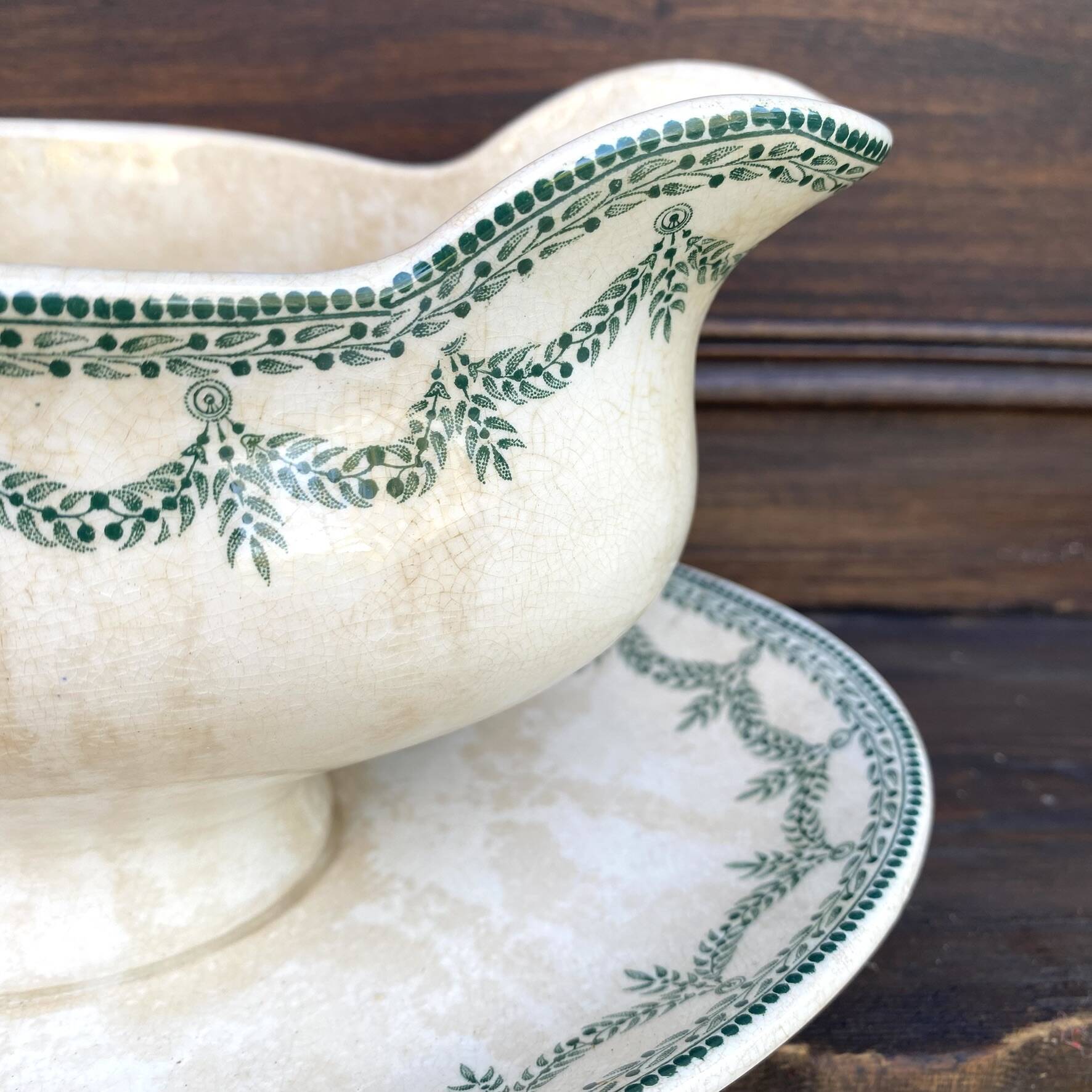 Ironstone sauce boat Boch Frères La Louvière model Ney