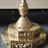 5-branched Jewish menorah/candlestick. Dedicated to mourning. In gilded bronze.