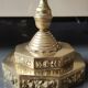 5-branched Jewish menorah/candlestick. Dedicated to mourning. In gilded bronze.