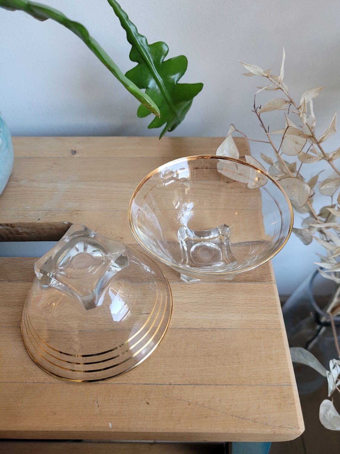 Lot two verrines gilded edges