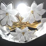 Set of 2 Charming Murano Vintage Ceiling Light White Flowers, 1970s