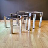 3 Chrome Coffee Tables Design 70s' Italy
