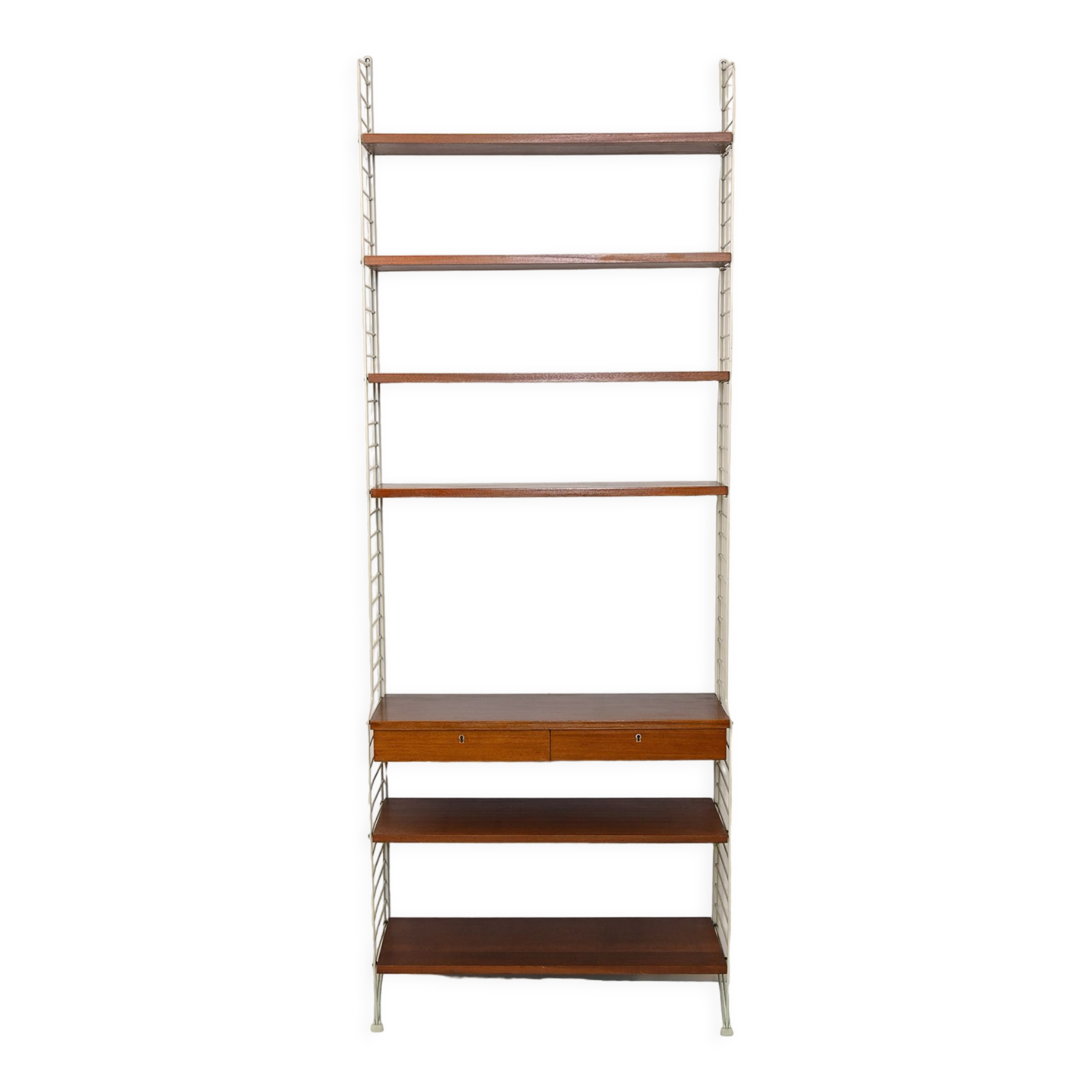 'string' bookcase with metal frame