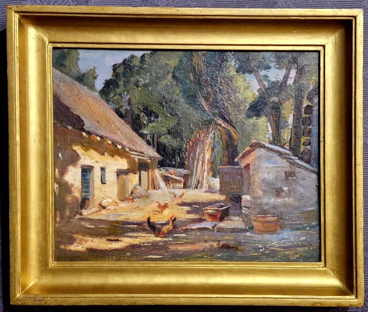 20th century sunny farmhouse painting