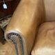 pair of camel leather club armchairs