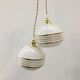 Pair of Art Deco ball suspensions in white Clichy glass
